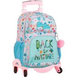 Minecraft - Mochila Escolar Con Carro 4 Ruedas Giratorias, Unisex Niños, Multicolor