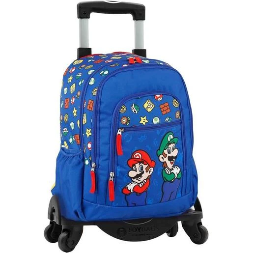 Mochila Preescolar Super Mario & Luigi Con Carro Extraíble 1 Mochila Preescolar Super Mario & Luigi Con Carro Extraíble