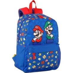 Minecraft - Super Mario - Mochila Escolar Super Mario Y Luigi Con Compartimentos Y Bolsillos, 40x30x16 Cm ㅤ