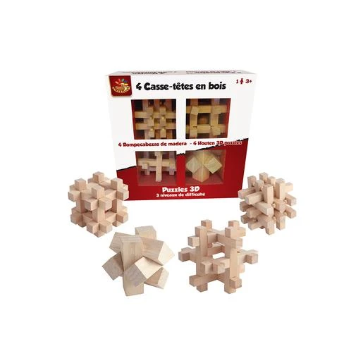 Puzzle 3D - Pack 4 Rompecabezas De Madera 1 Puzzle 3D - Pack 4 Rompecabezas De Madera