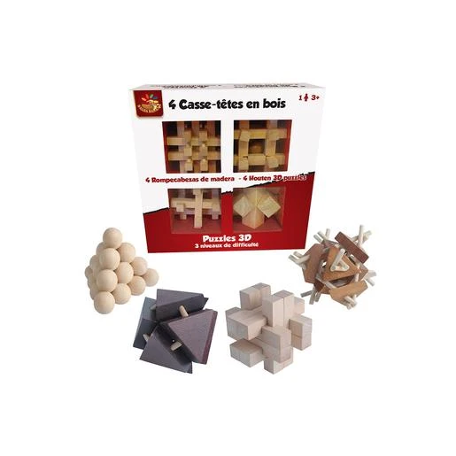 Puzzle 3D - Pack 4 Rompecabezas De Madera 2 Puzzle 3D - Pack 4 Rompecabezas De Madera - Imagen 2