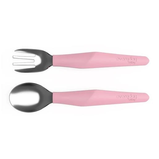 Set De Cubiertos Para Bebé Rosa Claro 1 Set De Cubiertos Para Bebé Rosa Claro