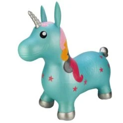 Unicornio Saltarín Inflable Azul