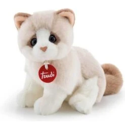 Peluche De Gato Blanco Y Beige De 24 Cm ㅤ