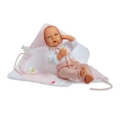 New Born Bebé 45 Cm Pantalón Rosa Y Capota