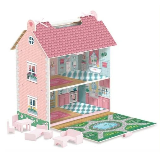 Casa De Muñecas De Madera Pocket Portátil 1 Casa De Muñecas De Madera Pocket Portátil